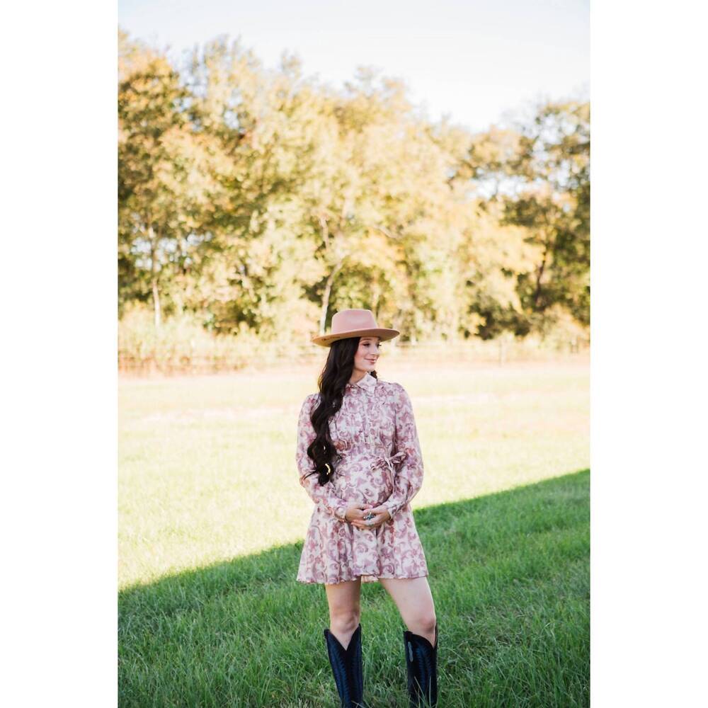 NEW TAELYNN long sleeve long puff dress in beige